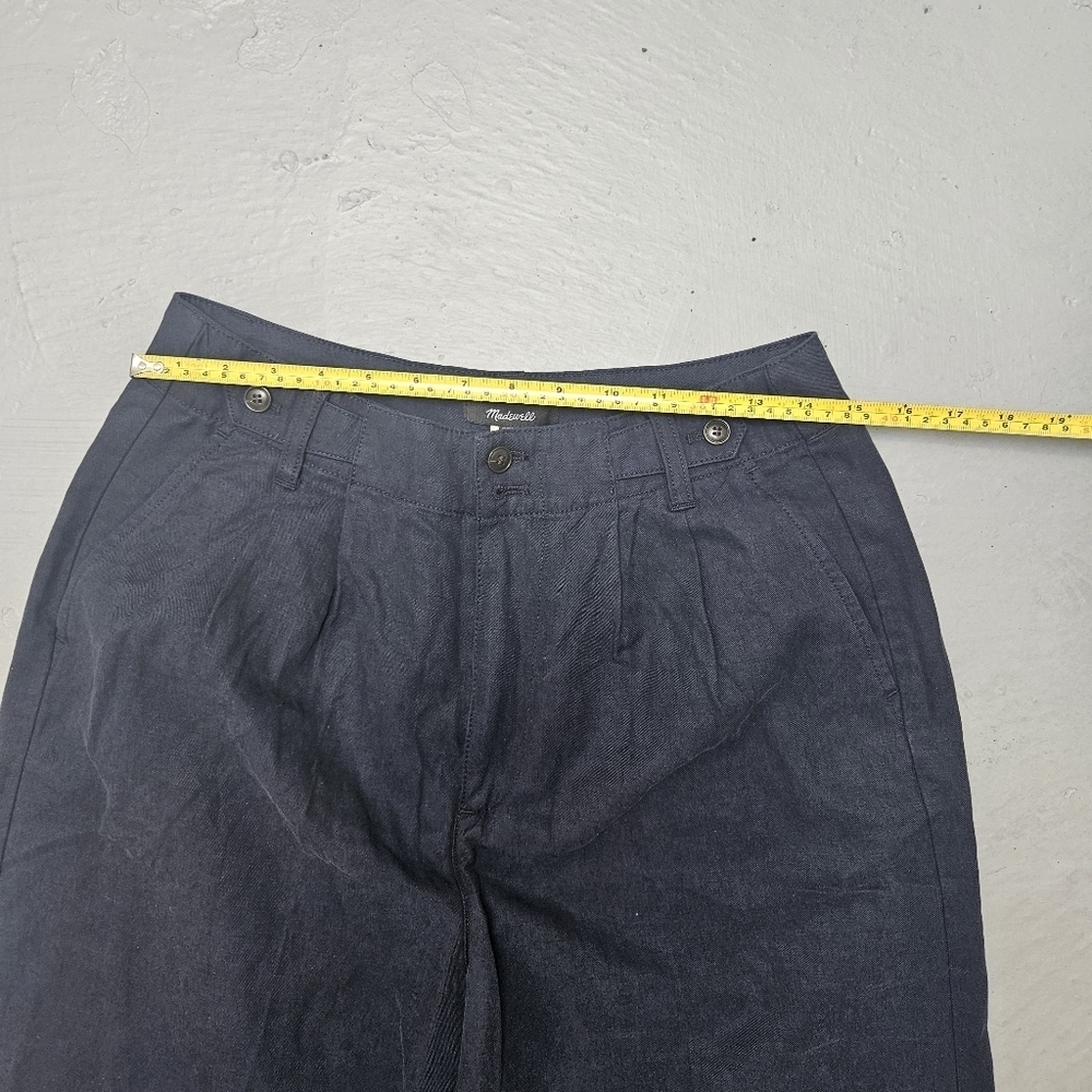 Madewell Palazzo Wide Legged Relaxed  Pants Lenin Blend True Navy Blue Sz 6 - Picture 14 of 16